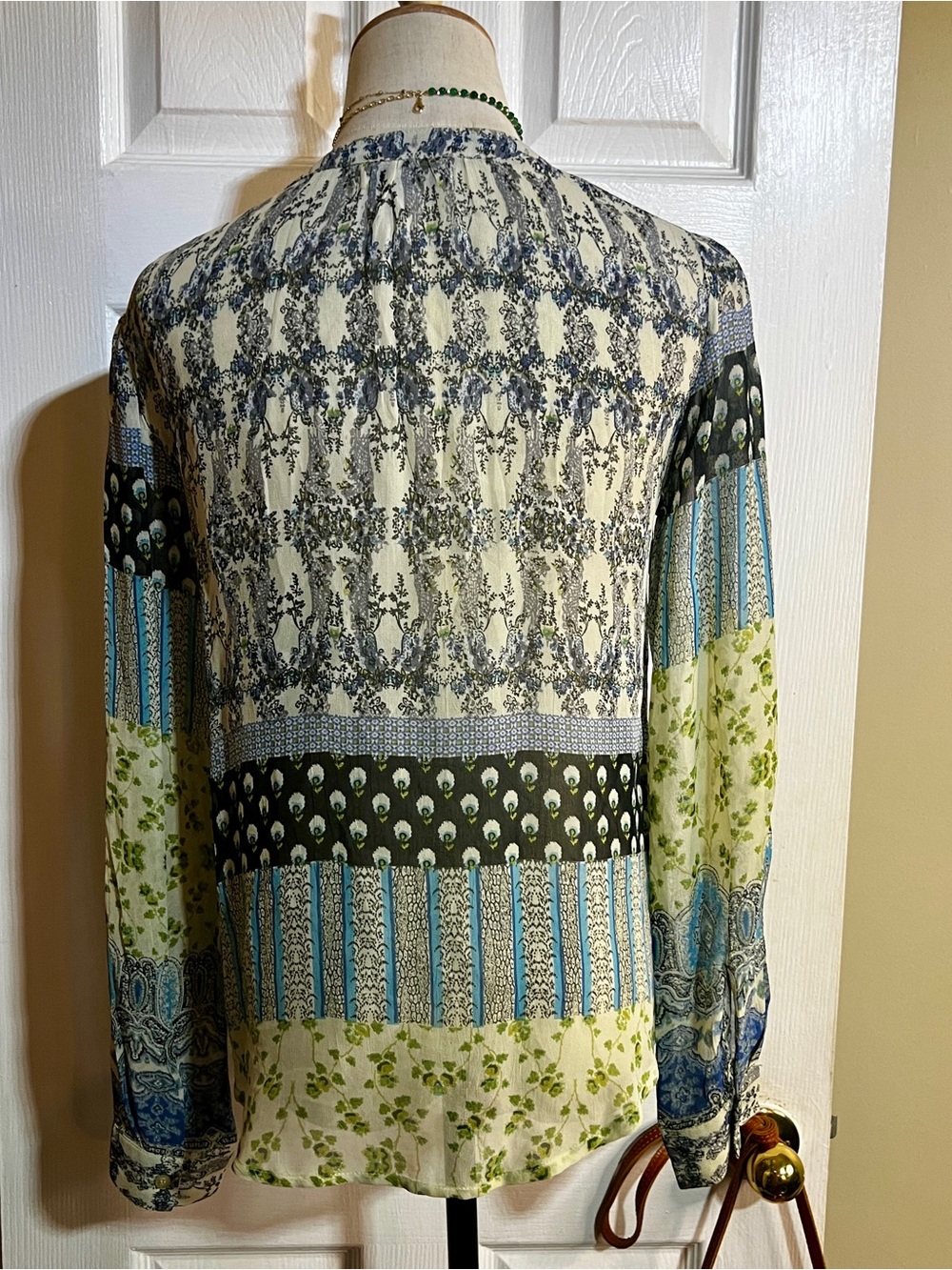 Patrons Of Peace Wms Sheer Floral Chiffon Long Sleeve Boho Peasant Top XS - Picture 6 of 13